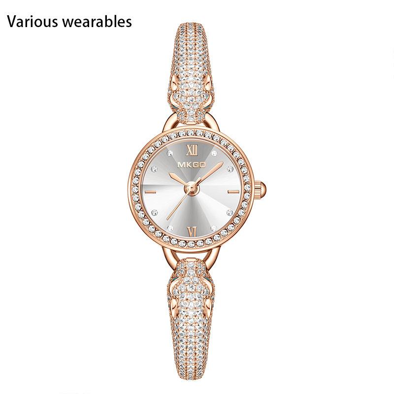 

Новый стиль браслета с головой леопарда с модным темпераментом, инкрустированный сверкающими драгоценностями и полными бриллиантов водонепроницаемыми часами для женщин