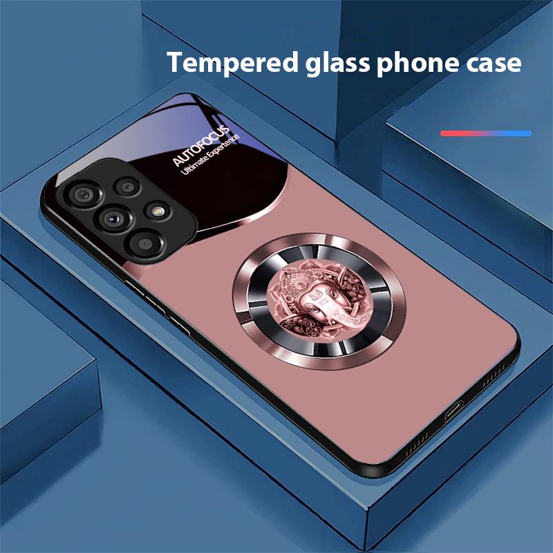 

Circular Elephant For Samsung Galaxy S10 20 Plus 21 FE 22 23 24 FE 25 Ultra Black Tempered Glass Phone Case Hard Shell for Galaxy S21 Ultra