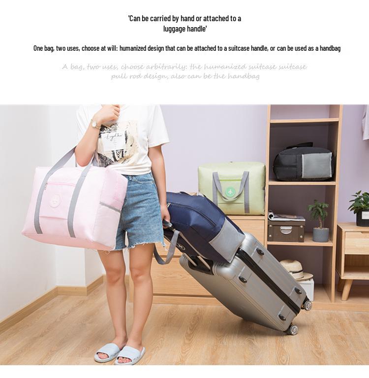 Thickened Logo Foldable Luggage Bag - Attachable Suitcase Travel & Storage Solution