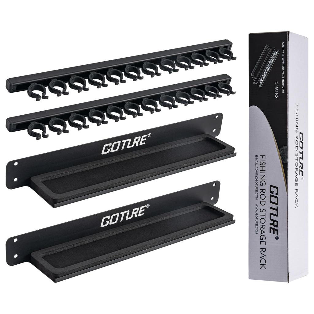 Goture Rod Wall Rod Rod Holds Up to 24 Load Vertical Fishing Rod Space Rod Black Stand, Fishing, Mount, Holder, Holder, Rods, Capacity 10-20kg, Type,