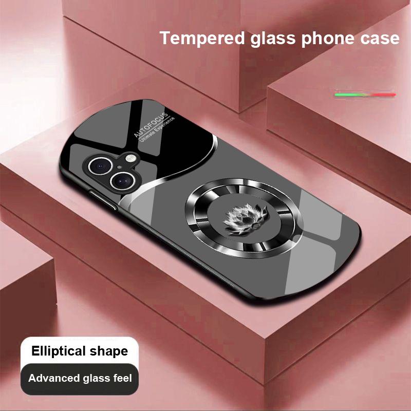 Kreis Lotus Weiß Für Apple IPhone 16 11 13 15 14 Pro Max 12 Mini 7 8 Plus XR X XS Elliptisch Geformte Hülle aus Gehärtetem Glas