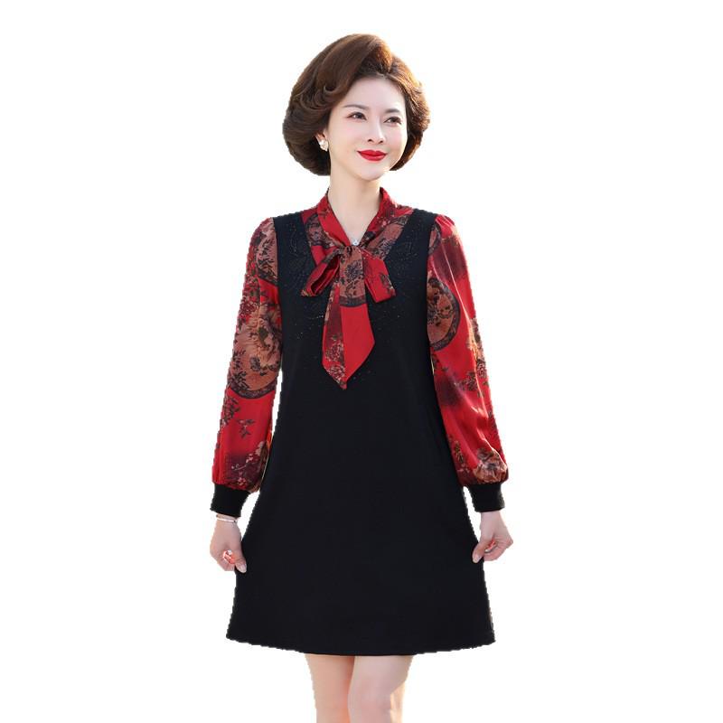 Spring Fashion Long-Sleeved T-shirt for Middle-aged and Elderly Women