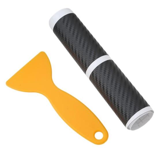 4Pcs Car Door Sill Scuff Welcome Pedal Protect Carbon Fiber Sticker with Scraper