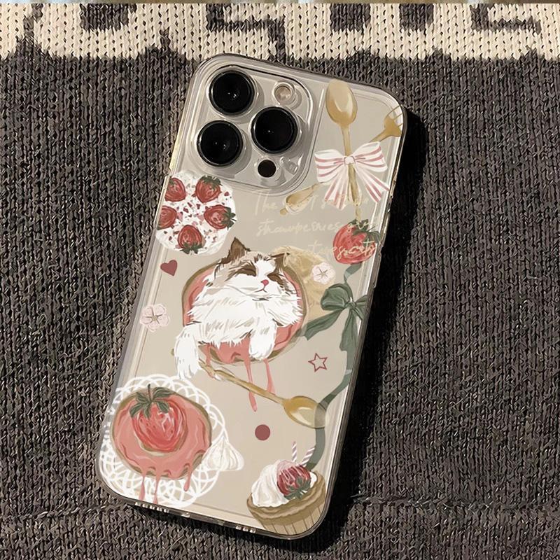 

Милый Чехол-Клубничная Роза для Кошки Рэгдолл для iPhone 17 Air 16 15 14 Plus 13 12 Mini 11 Pro Max Жидкий Силикон Мягкий Чехол funda iPhone 11
