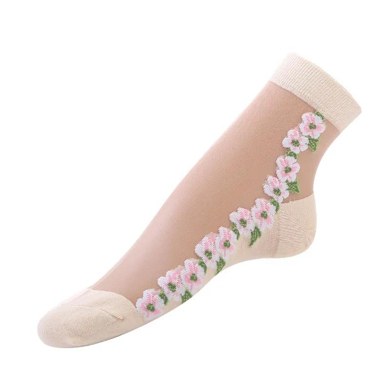 5 Paires de Bas Mi-Mollet Femme Été Dentelle Nouveau Style Broderie