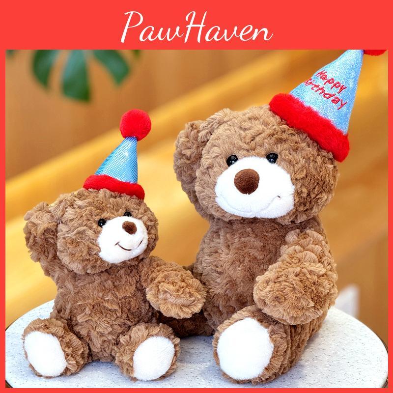 Adorable Bear Teddy Plush Toy Birthday Cap Bear Kids Gift Stuffed Animal Doll