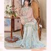 Hanfu Roz Set Qipao Dinastia Qing: Fustă Diagonală Mian cu Decolteu Rotund și Față Deschisă Imprimată - Stil Nou Curte Chineză
