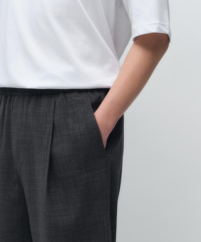 MUSINSA STANDARD Crinkle Linen-Like Wide Elastic Pants [Charcoal Gray]