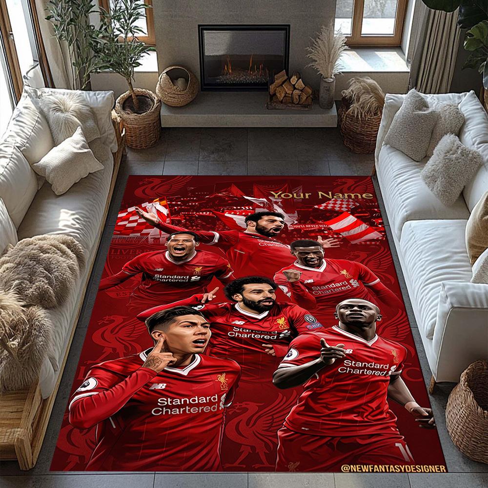 Liverpool Fc Customized Name Area Rug Perfect For Entryway Decorate Room Balcony Outdoor Antislip Carpet Decorate Offices