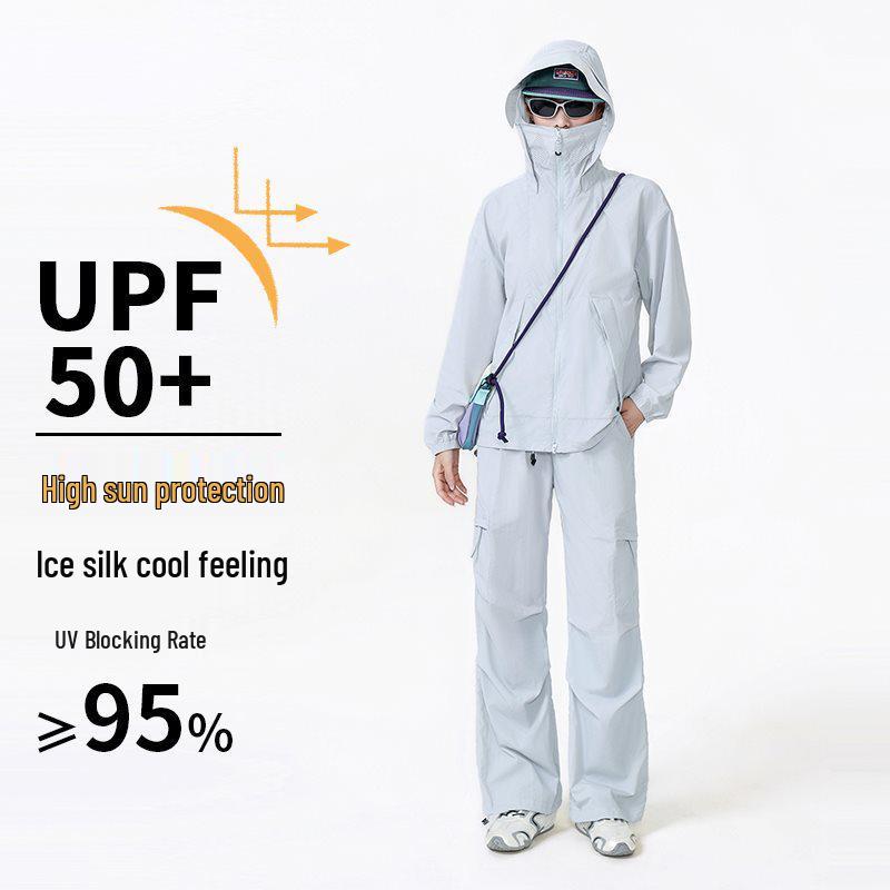 Set Ultra-sottile Protezione Solare per Coppia: Camicia con Cappuccio e Pantaloni Leggeri per l'Estate