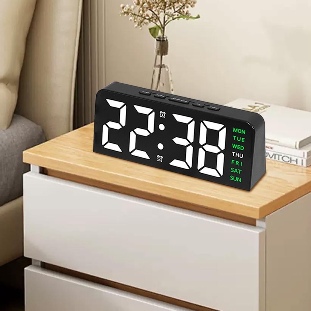 LED Digital Alarm Clock Electronic Wall Clock Multifunctional Bedside Alarm Clock Boarderless Wall-mounted Clock for Students