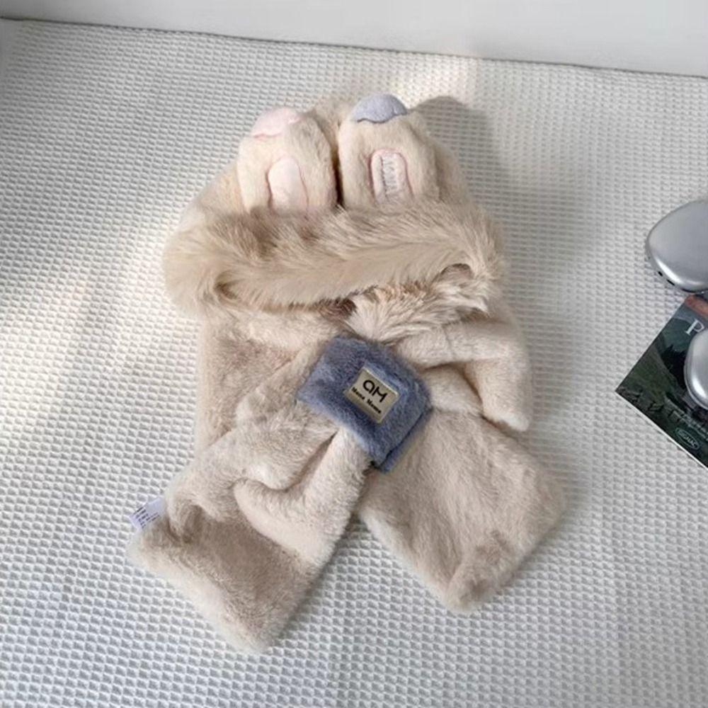 Winter Rabbit Ear Hat Ear Protection Bib Scarf Hat Fashion Plush Hat  Children
