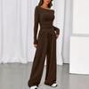 1116 Autumn Explosive Casual Suit Asymmetrical Long Sleeve T-Shirt Wide Leg Pants Casual Sportswear Women