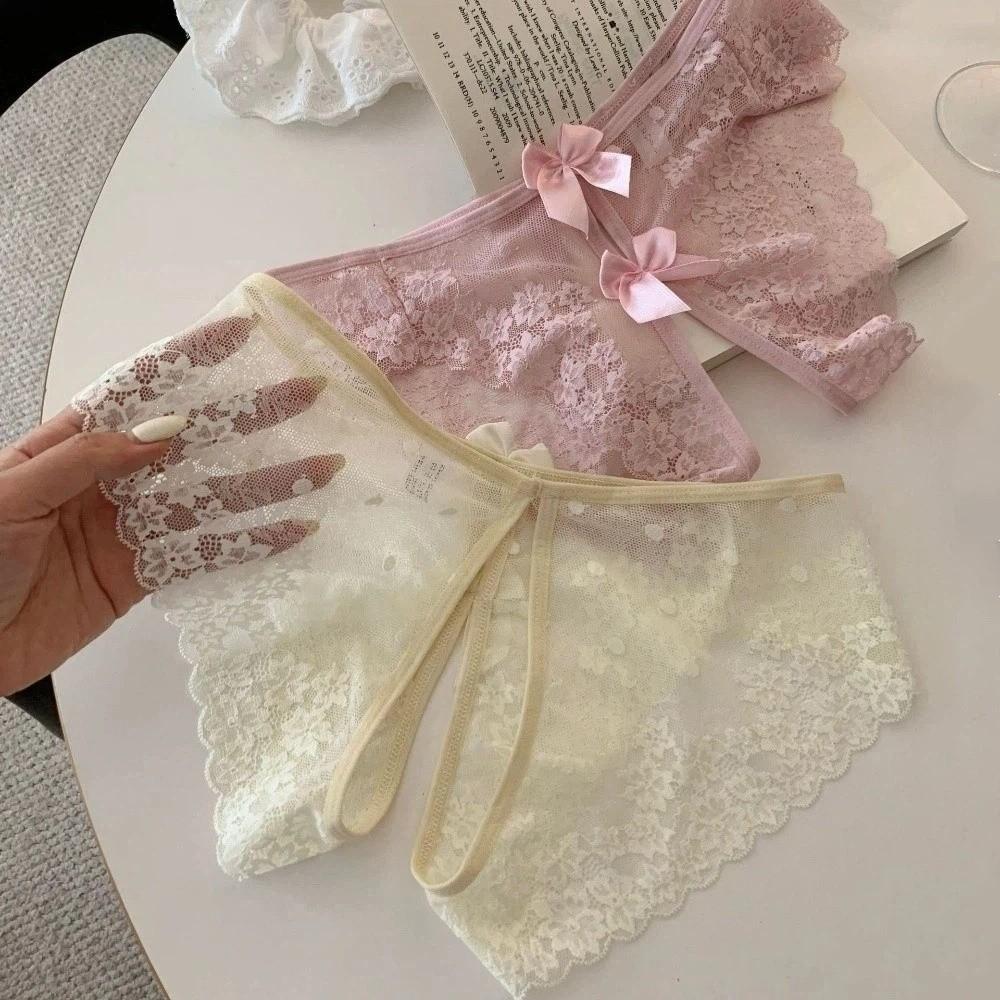 Hollow Underwear for Women Open Crotch Lace Underpants See-through Thong Thin Belt Thong  Home