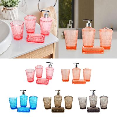 4 Pieces Soap Dispenser Modern Toiletries Portable Storage Case Toothbrush Holder for Hotel Bathroom Decor Countertop Vanity