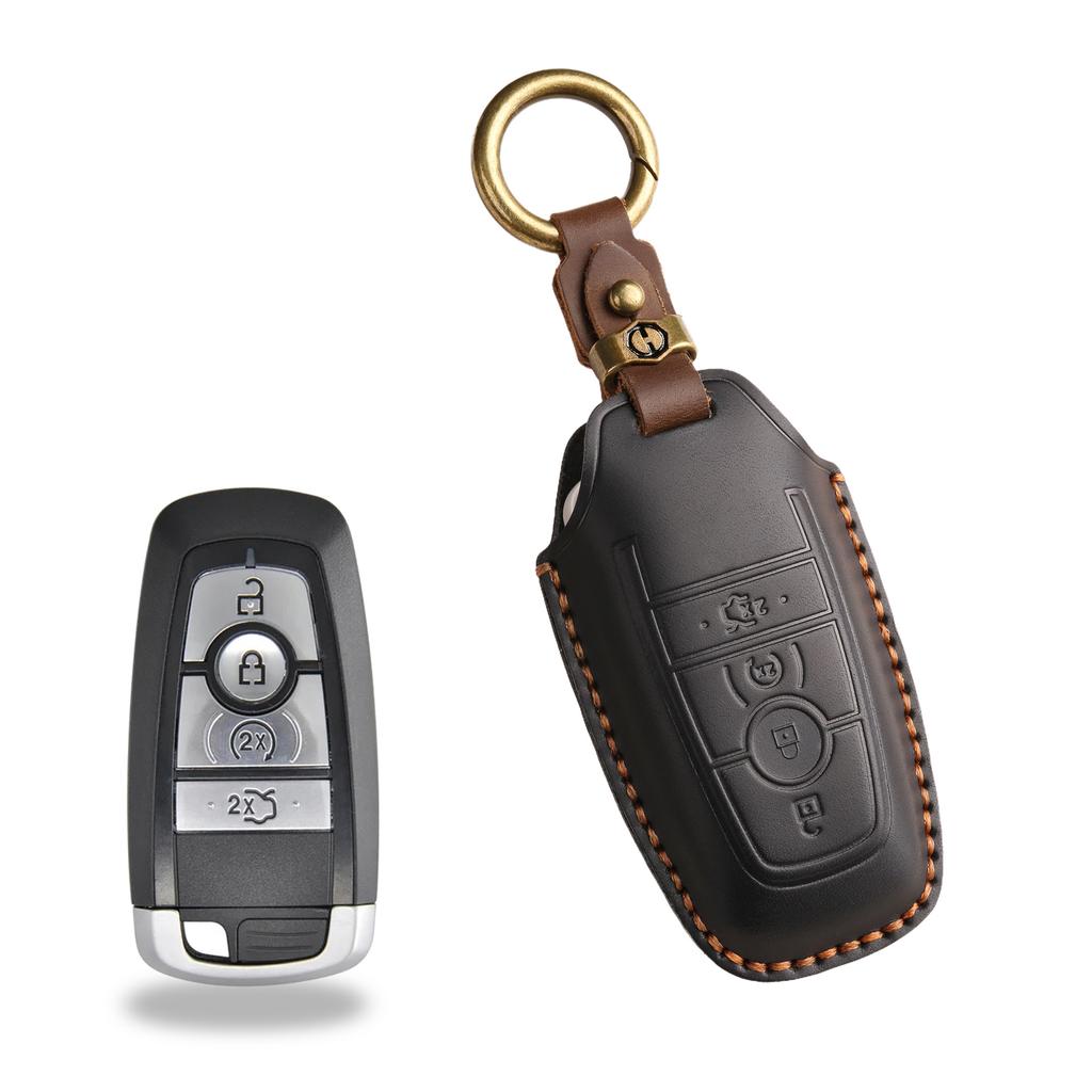 Retro Key Cover Is Suitable for Ford Focus Mondeo Cover, Sharp Edge Leather Shell, Pure Handmade Key Bag Chain.