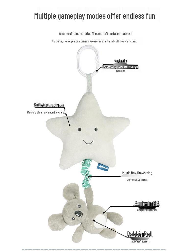Aipinqi Animal Pendant Music Box Toy - Baby Pull Ring Cartoon Car Hanging Toy.