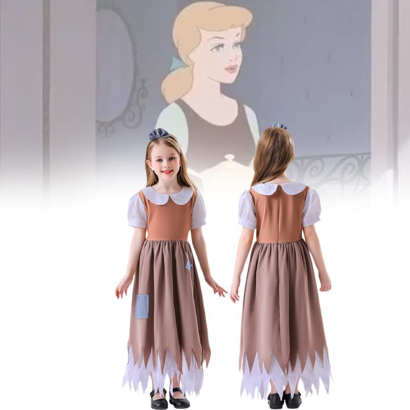 Enchanting Girls Costume Dress Featuring Cinderella And Snow White Cosplay Style For Halloween And Festivals