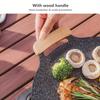 1pcs Versatile non-stick Korean barbecue plate with 2 wooden handles suitable for indoor and outdoor cooking