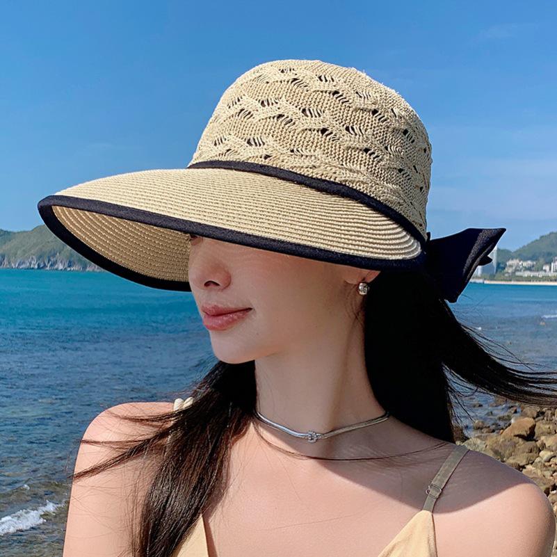 Women's Luxury Large Brim Sun Protection Straw Hat for Summer Beach Vacations