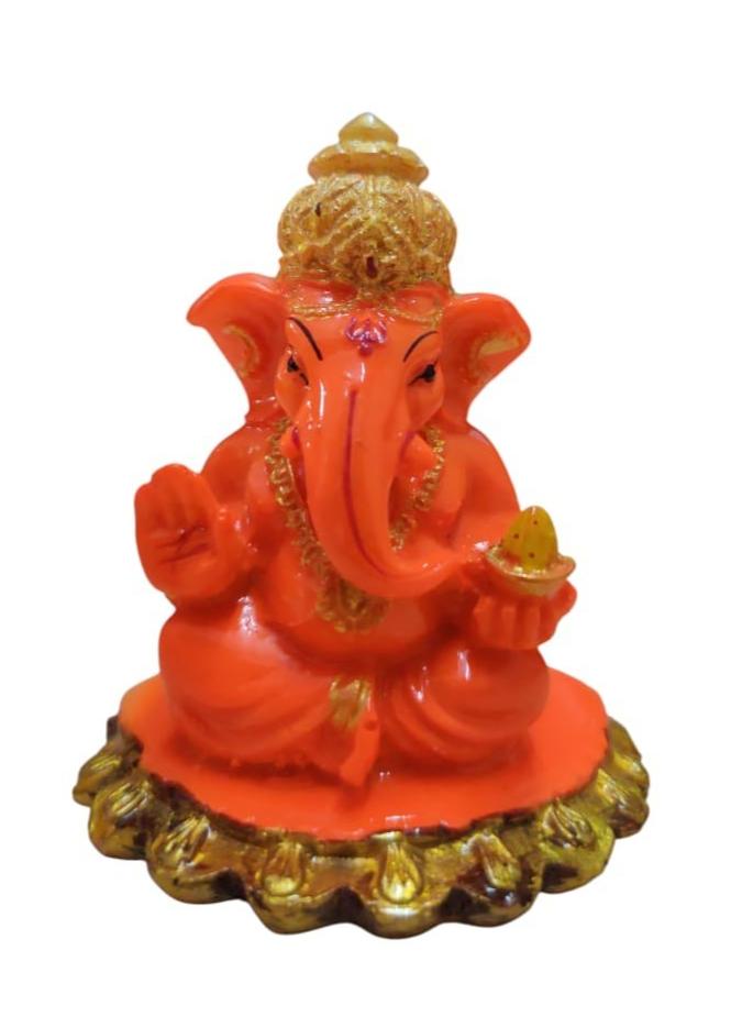 @ Lord Ganesha Idol In Orange Color Ideal For Car Dashboard 80Gm Zr-7030-60%Off