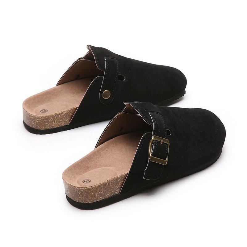 Fashion Women's Suede Mules Slippers Men Clogs Cork Insole Sandals with Arch Support Outdoor Beach Slides Home Shoes