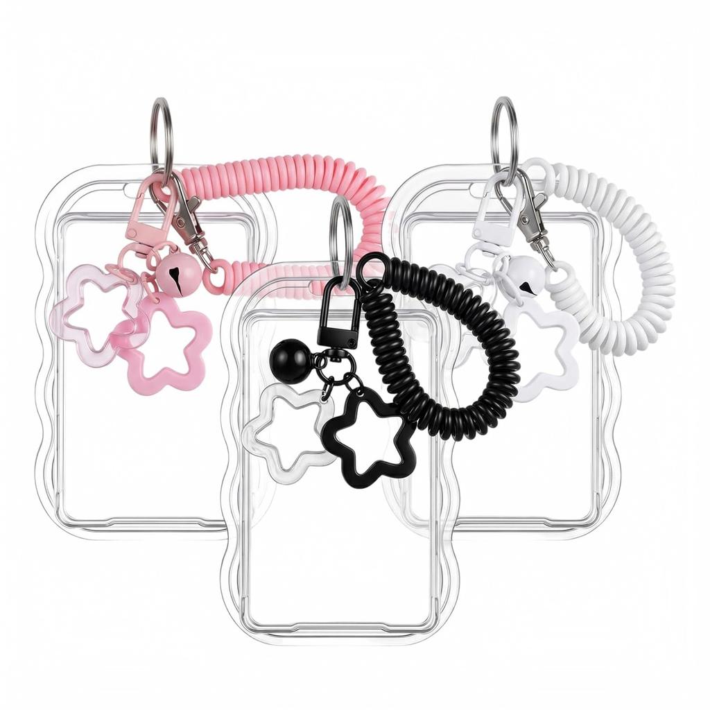 3 Pack Photo Card Holder with Elastic Lanyard for ID, Campus and Meal Cards