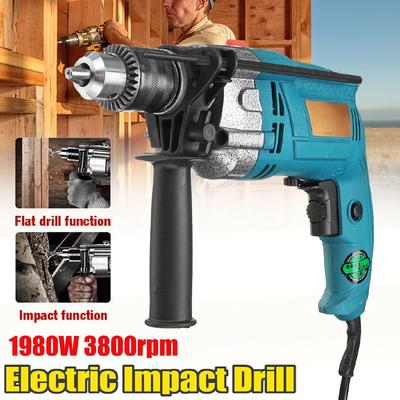 1980W 3800RPM Electric Impact Drill 220V Household Electric Flat Drill
