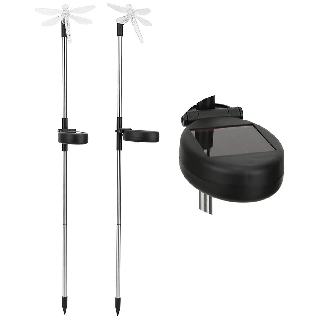 2Pcs Set Unique Dragonfly Solar LED Lawn Light Color Changing Garden Stake Light Decoration
