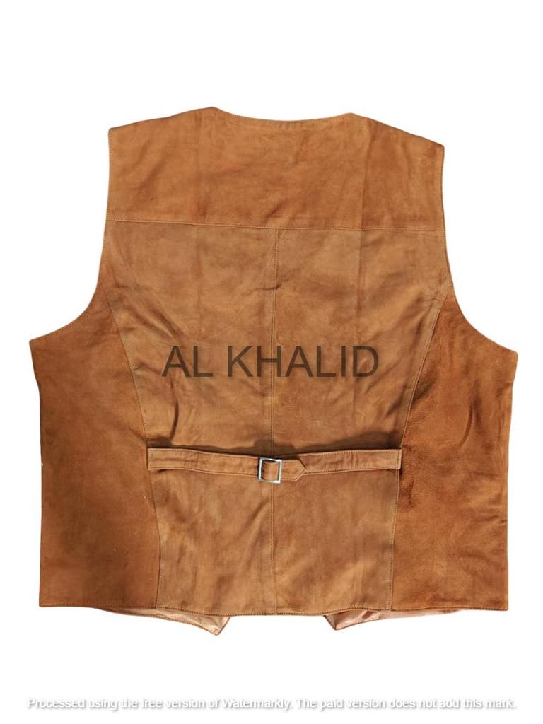 Tan Suede Men's Vest Coat Soft Handmade Fashion Formal Wear Genuine Leather Lambskin