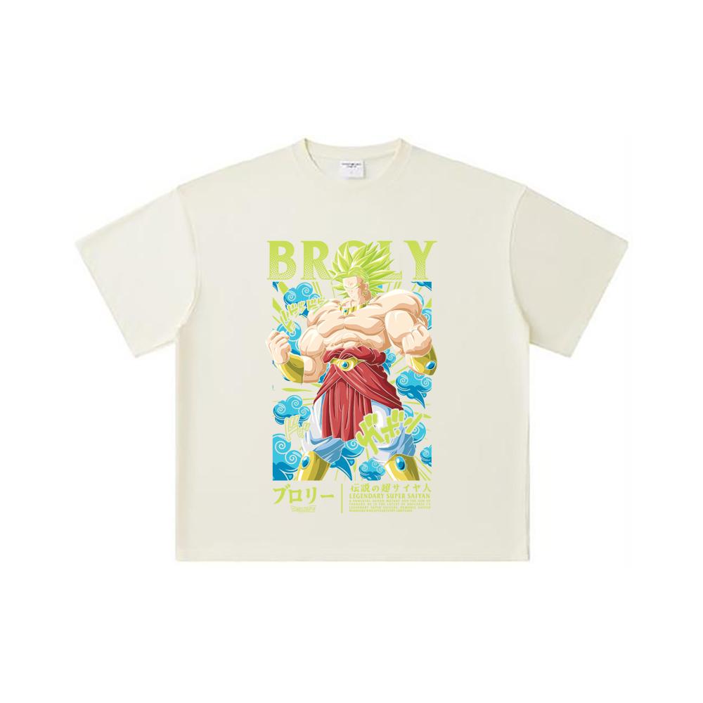 

260 GSM Double Yarn 32 Count 100% Cotton Dragon Ball V54 Broly Print Unisex Heavy Cotton T Shirt S абрикосовый