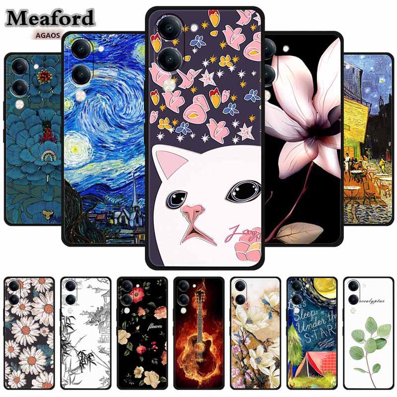 For Vivo Y29S Y29T Y19s GT 3D Cover Soft TPU Silicone Phone Case Funda Y 29S 29T 19s GT 5G Embossed Flower Blossoms Relief Para
