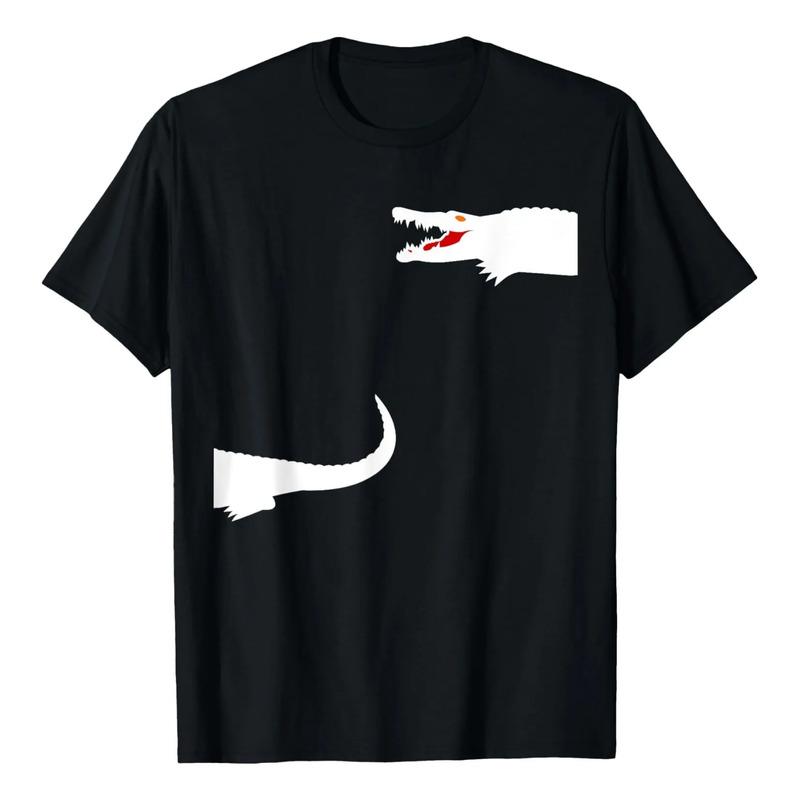 Camiseta De Cocodrilo Blanco Sobre Fondo Negro S разноцветный