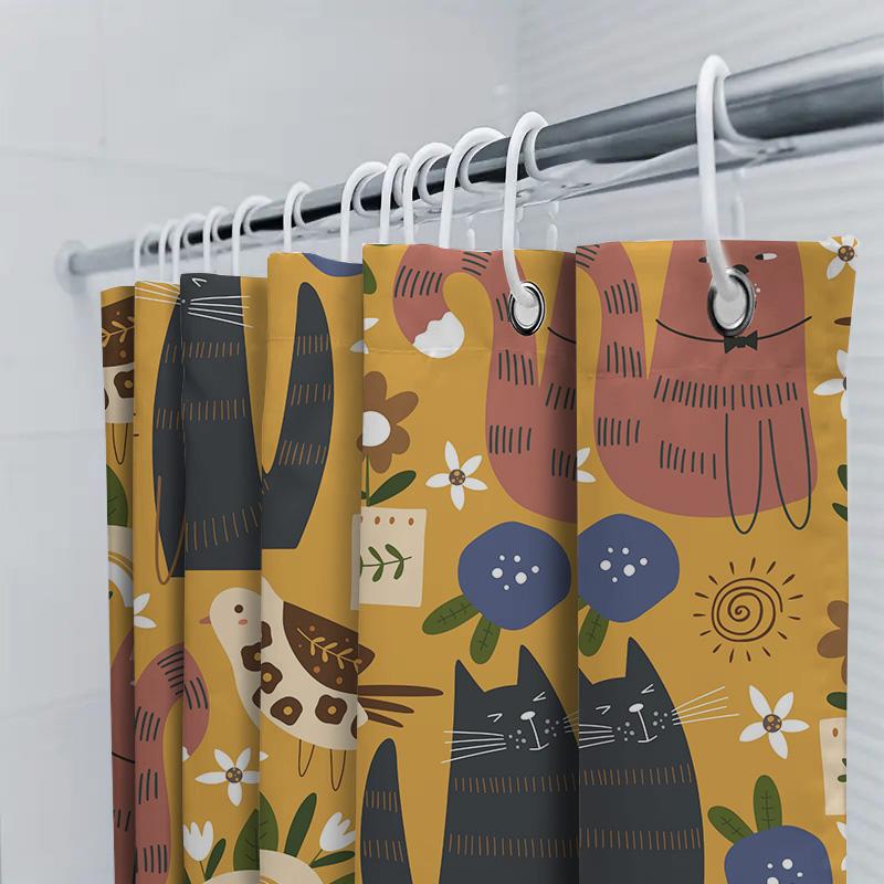 Cute Animal Cartoon Printed Shower Curtain Waterproof Bath Decoration Home Accessories For Bathroom Decor Wall Hanging Tapes
