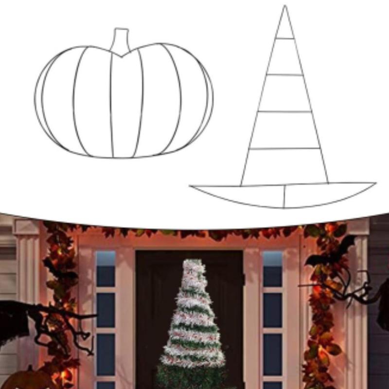 AD23-2PCS Halloween Pumpkin/Witch Hat Metal Wire For Halloween Christmas DIY Craft New Year Wall Door Decors