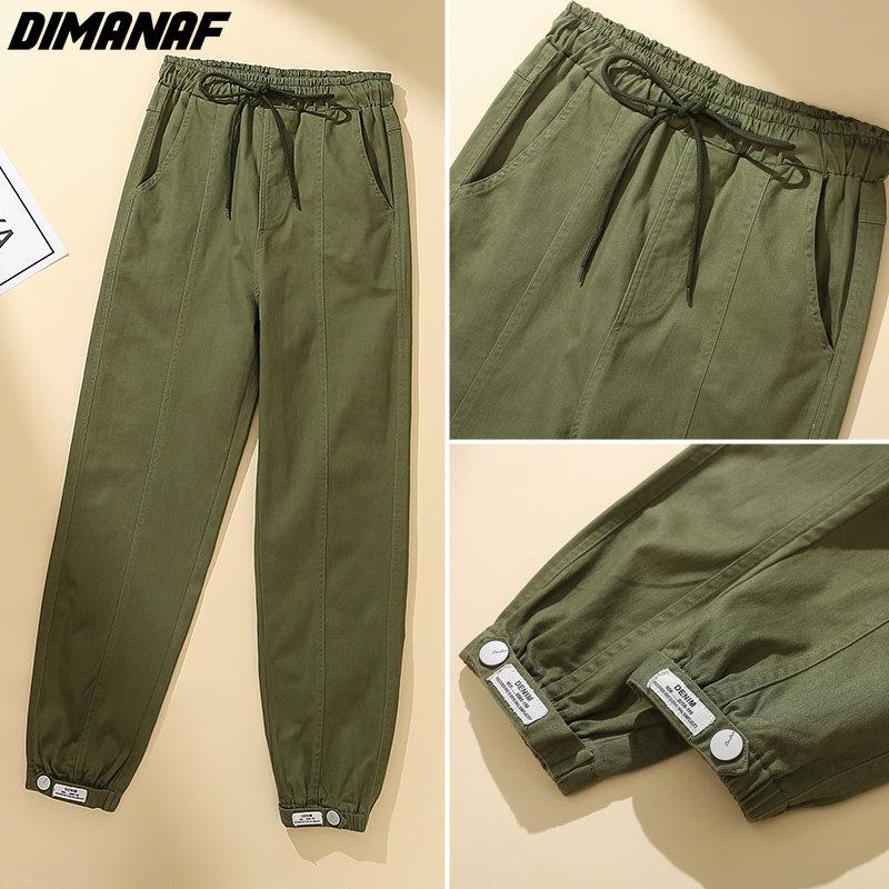 DIMANAF 2025 Rozmiar Plus Wiosna Damskie Spodnie Moda Luźny Patchworkowy Styl Paski Damskie Spodnie Spodnie Zielone 4XL