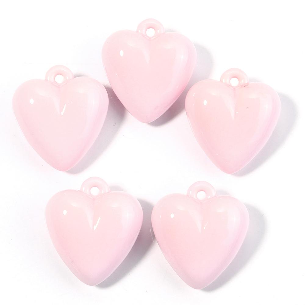 5pcs Heart Acrylic Beads 32X35mm Candy Color Baking Paint Hanging Hole Heart Loose Beads For Jewelry Making DIY Bracelet Pendant