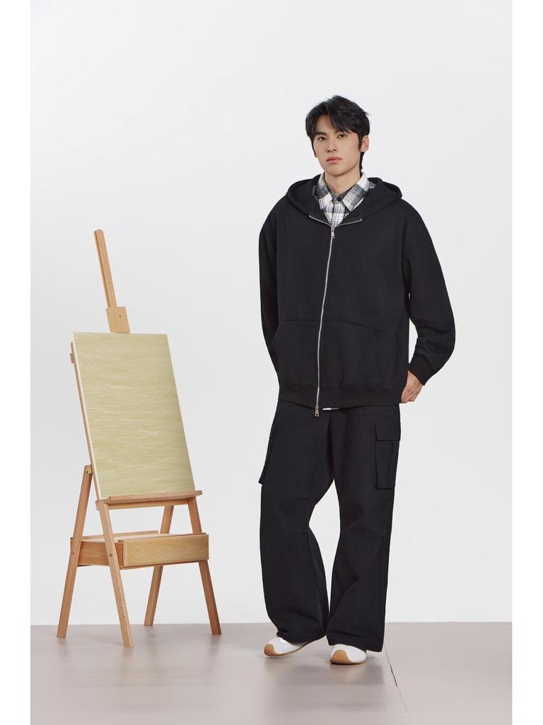 Men’s Autumn Cotton Zipper Hooded Cardigan Sweatshirt - 300g Pure American Cotton Jacket