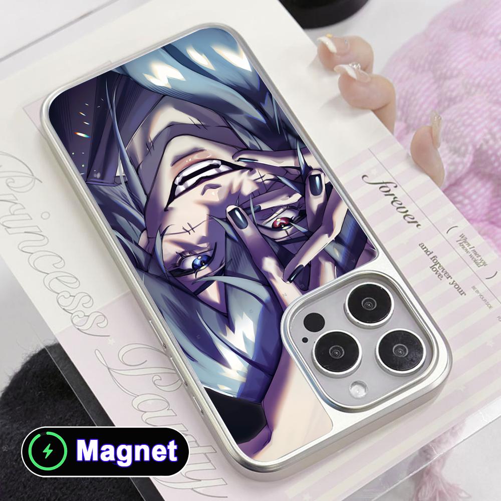 JJK Mahito Phone Case for iPhone 17 16 15 14 13 12 11 Air Pro Max Plus Electroplated Silver Magsafe Cover