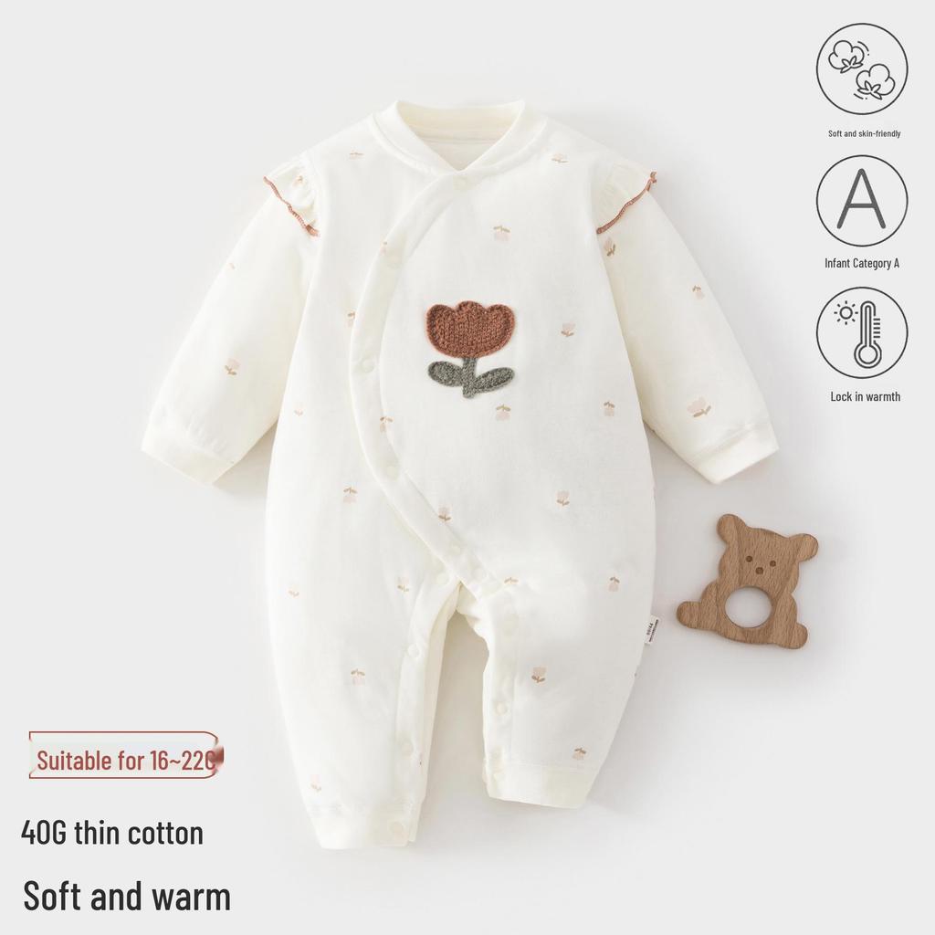 Neugeborenen-Strampler aus reiner Baumwolle - Atmungsaktiver Baby-Overall für Frühling & Herbst mit Schmetterlings-Design