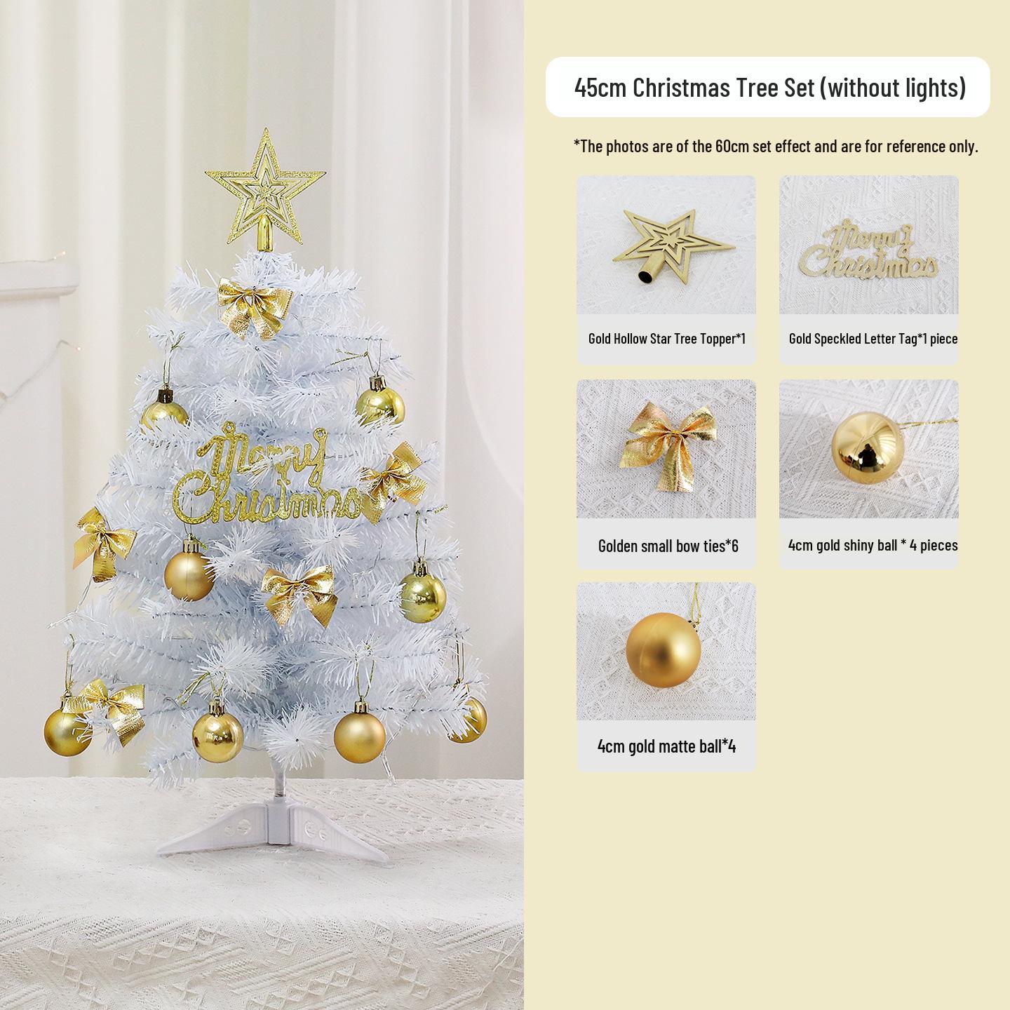 

White Mini Desktop Christmas Tree Ornament (45/60cm) - Festive Holiday Decoration