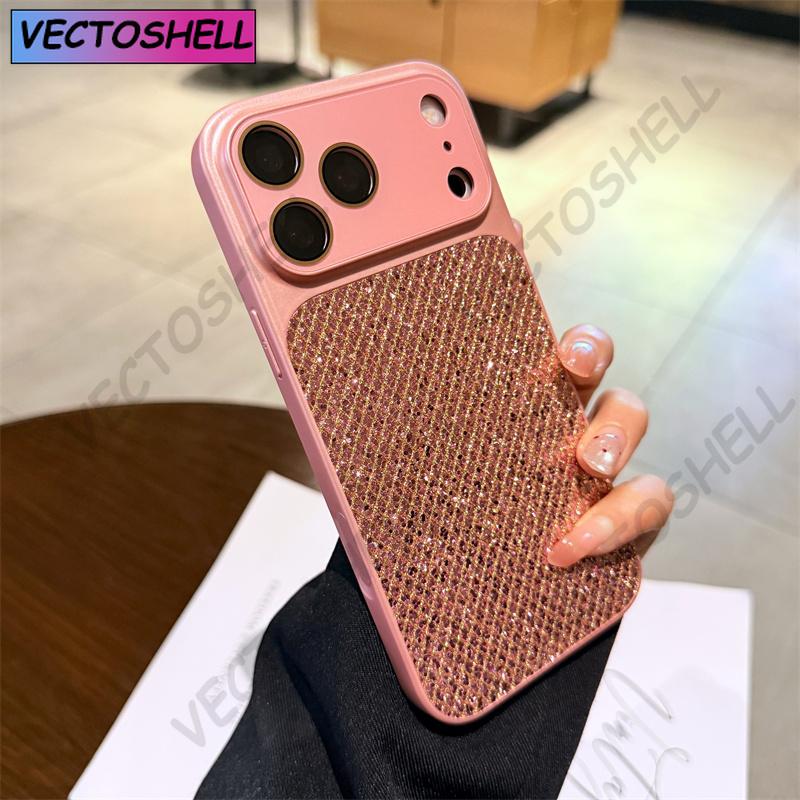 Camera Window Glitter Case For iPhone 17 16 15 14 Plus 13 12 11 Pro Max Hard PC Shockproof Back Cover