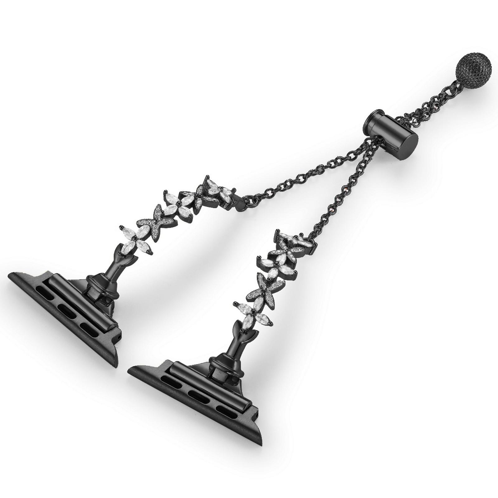 

For Apple Watch 10 46mm/Ultra 2/Ultra 49mm/9 8 7 45mm/SE (2023) SE (2022) SE 6 5 4 44mm/3 2 1 42mm Four-Leaf Clover Copper Watch Strap Black