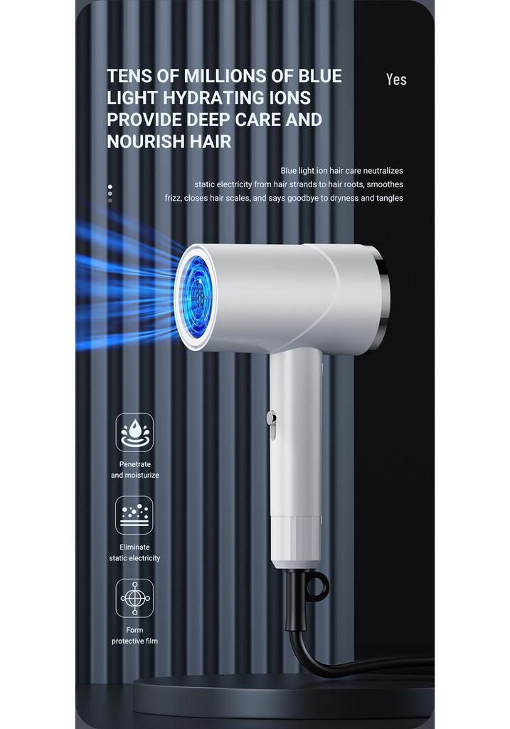 High-Speed Hair Dryer with Blue Light for Salon and Home Use