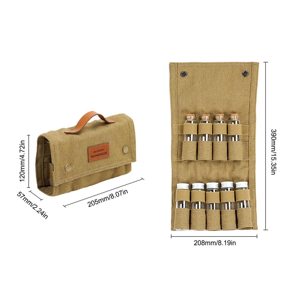 Outdoor Camping SpiceBottle Storage Bags Canvas Foldable Portable BBQ Picnic Barbecue Seasoning SpiceBottle Storage Bag