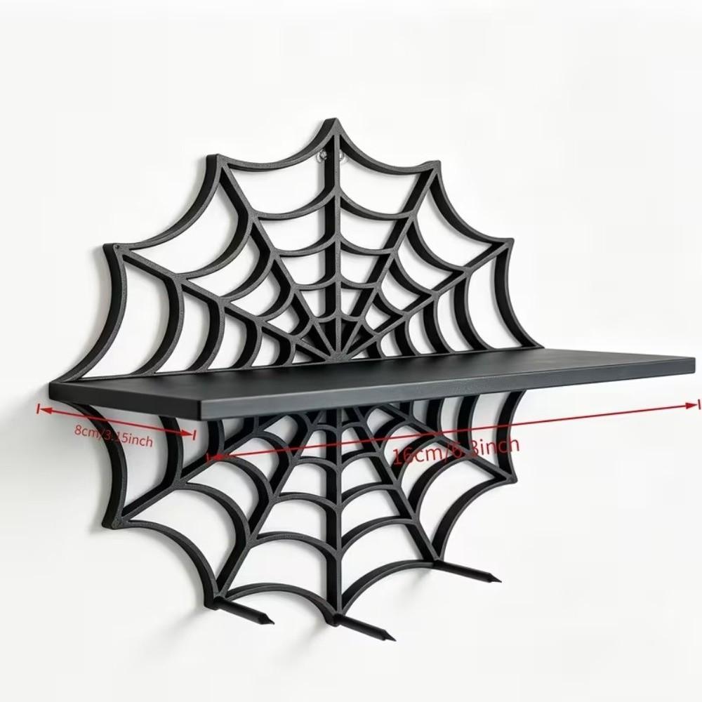 Black Halloween Floating Shelf Spider Web Wall Storage Rack Wall-Mounted Shelves Living Room