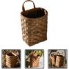 UPKOCH Wooden Basket - Rustic Woven Hanging Basket for Flowers, Chopsticks, Potatoes, Onions, Sundries Storage, Willow and Rattan, 9.82x6.68x5.31in