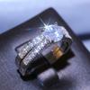 CopperFour Claws Round Ring for Women 2 pcs/set AAA Cubci Zirconia Wedding Rings Set Engagement Jewelry