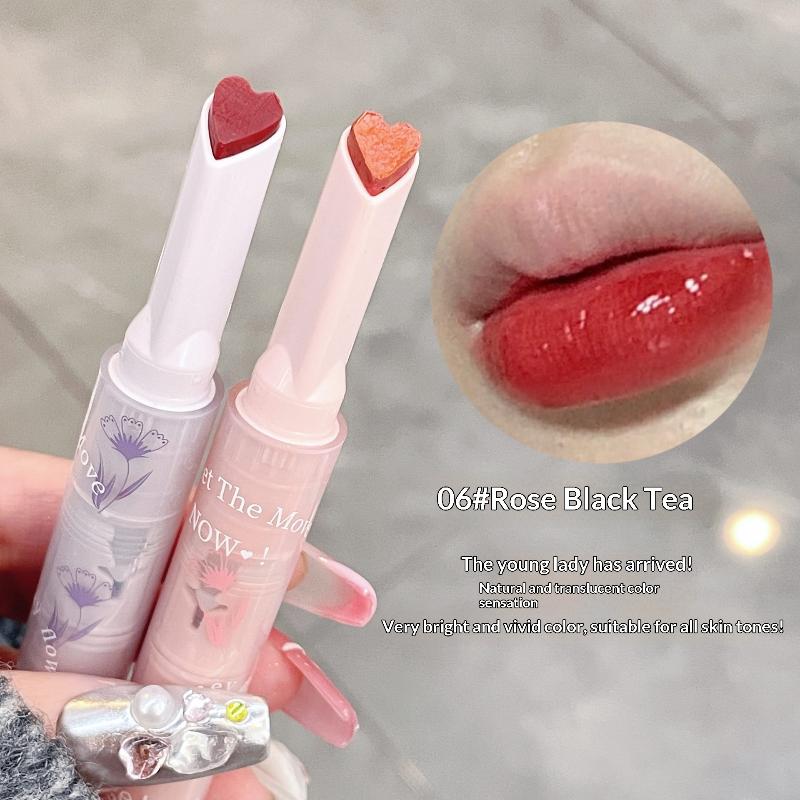 Water-Light Lip Glaze Mirror Glitter Lip Tint Long Lasting Moisturising Love Heart Shape Solid Lipstick Pen Lips Makeup Cosmetic