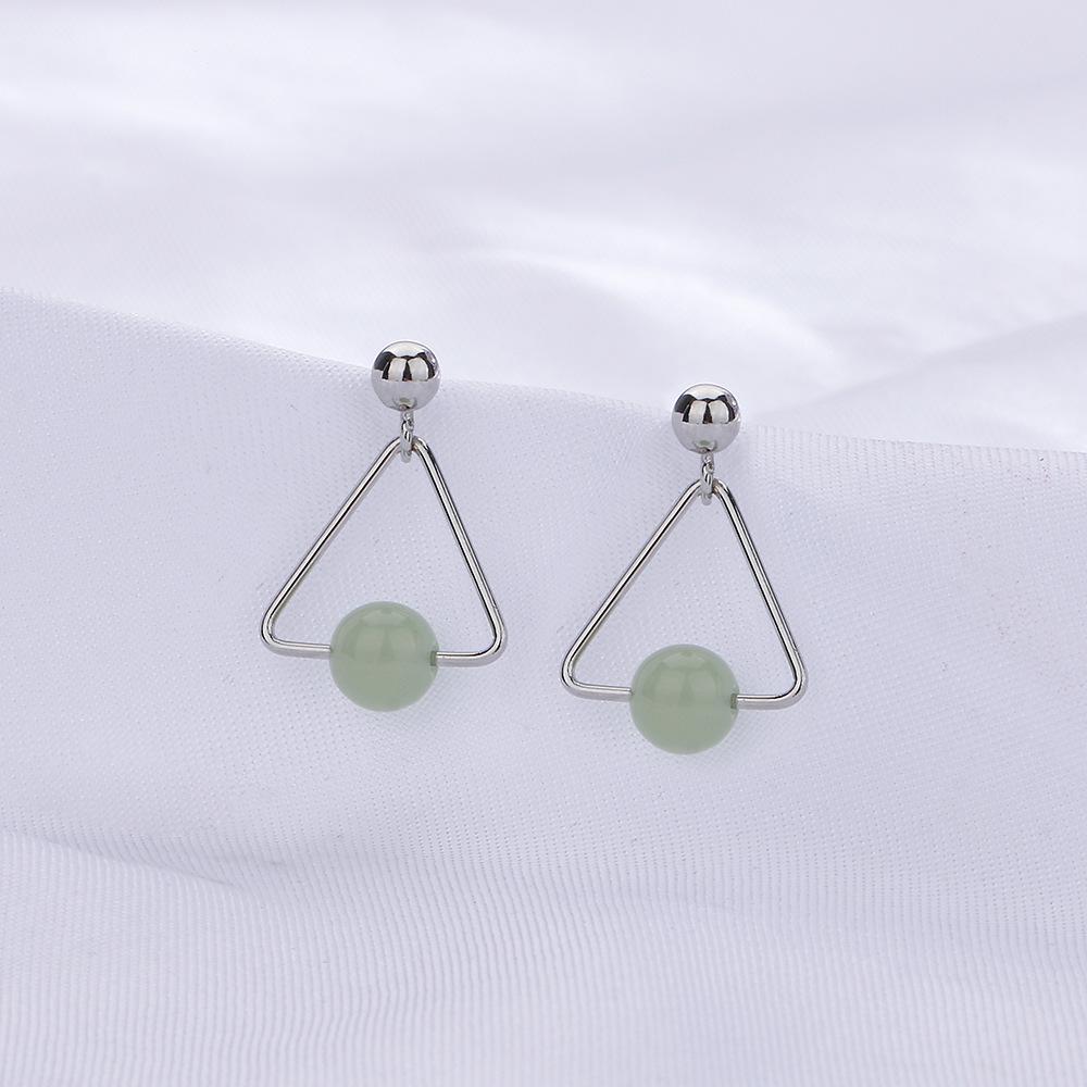 

Серьги треугольной формы из нефрита Хотан, нежные и свежие серьги Mori Super Fairy Simple Temperament из яшмы Хотан с круглыми бусинами геометрической формы copper (with ear plugs)